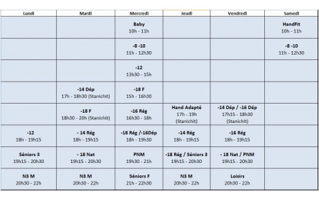 Reprise des entraînements et planning de la saison.